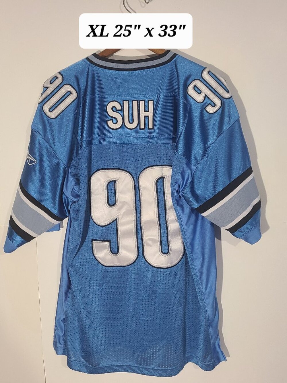 Detroit Lions Reebok On Field Ndamukong Suh #90 XL 52 Blue Embroidered Jersey